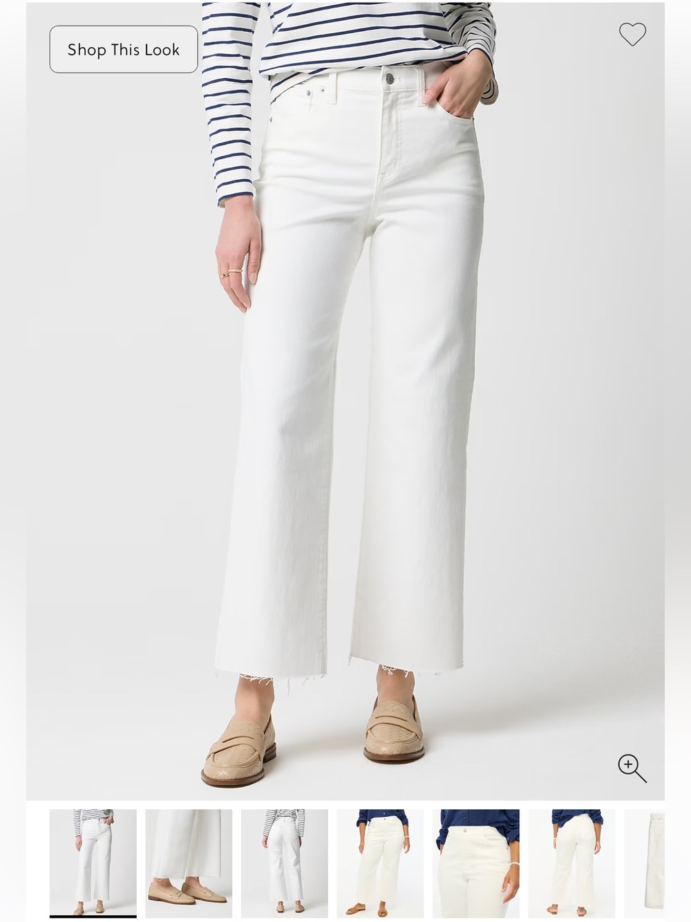 J. Crew Cropped Wide-Leg White Jeans